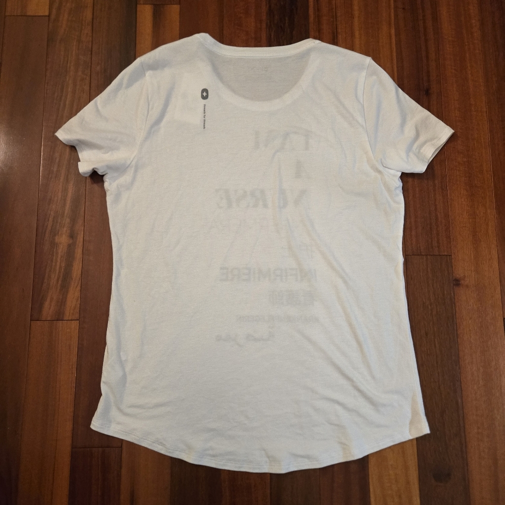 FIGS Multilingual Nurse White Tee, Size L Workwear Casual NWT - Picture 8 of 10